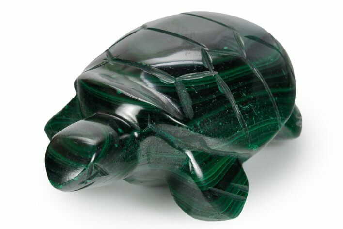 Flowery Malachite Turtle Carving - DR Congo #349319